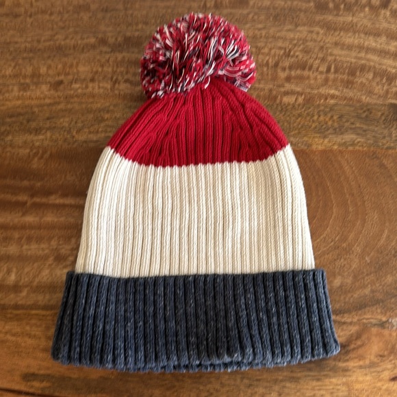 Men’s beanie knit hat color blocked logo Pom snow winter - Picture 3 of 3